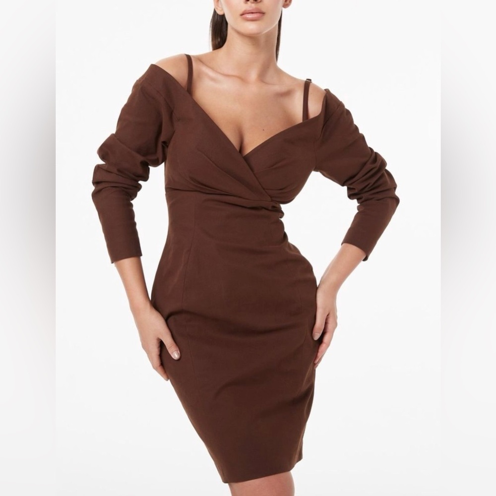 TWILL BARDOT PENCIL DRESS